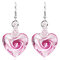 Trendy Handmade Ethnic Jewelry Earrings Flower Pattern Heart Dangle Earrings for Women - Pink