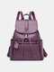 Women Vintage Faux Leather Anti-Theft Waterproof Backpack - Purple