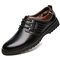 Men Warm Plush Lining Lace Up Oxfords Flat Casual Leather Shoes - Black