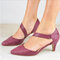 Women's Large Size Retro Casual Solid Color Pointed Toe Low Heels - Purple