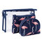 Colored Flamingo Cosmetic Bag Set Three-piece Waterproof Transparent PVC Wash Bag  - Navy