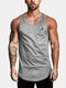 Mens Simple Solid Color Casual Breathable Sleeveless Tank Top - Grey