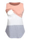 Nursing Tank Tops Maternity Sleeveless Patchwork Shirt - Pink