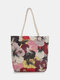 Women Canvas Shopping Bag Floral Pattern Printed Shoulder Bag Handbag Tote - #03