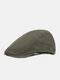 Men Cotton Solid Color Argyle Stitches Breathable Adjustable Sunshade Newsboy Hat Beret Flat Cap - Army Green