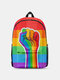 Women Nylon Colorful Cartoon Rainbow Large Capacity Backpack - 1
