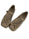 Women Comfy Square Toe Bowknot Embellished Hasp Mary Jane Shoes - Khaki
