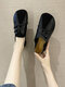 Women Casual Retro Hasp Soft Comfortable Flat Shoes - Black