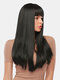 28 Inch Black Long Straight Hair Soft Natural Bangs Chemical Fiber Wig - 28 Inch