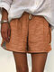Striped Drawstring Split Shorts For Women - Orange