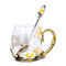 Цветочная эмаль, стеклянная чашка, кофейная кружка, изысканный подарок, бабочка, Шаблон, стеклянная кружка, Чай, с ложкой  - #1