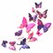 12PCS 7 Colors 3D Double Layer Butterfly Wall Sticker Fridge Magnet Art Applique - Claret