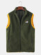 Mens Contrast Fleece Zip Up Padded Gilet Sleeveless Vests - Green