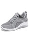 Women Lace-up Breathable Platform Walking Shoes - Gray