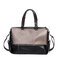 Menico Men's PU Leather Large Capacity Handbag Shoulder Bag Travel Bag Luggage Bag Messenger Bag - Khaki