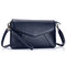 Genuine Leather Pure Color Retro Shoulder Bags Crossbody Bags For Women - Blue