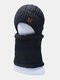 Men 2PCS Letter Embroidered Plus Velvet Thick Winter Outdoor Neck Protection Headgear Scarf Knitted Hat Beanie - Black