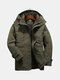 Мужская зимняя ветрозащитная куртка с несколькими карманами на молнии, утолщенная свободная удобная теплая куртка - Армейский Зеленый