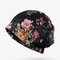 Women Flowers Cotton Lace Beanie Hat Ethnic Vogue Vintage Good Elastic Breathable Turban Caps - Black