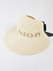 المرأة القطن في الهواء الطلق طوي Bowknot ديكور الشاطئ SUmmer قبعة الشمس قبعة بيسبول قبعة قناع - اللون البيج