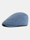 Men Cotton Solid Color Outdoor Leisure Wild Forward Hat Flat Cap - Blue