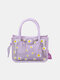 Women 2PCS Tas Selempang Motif Bunga Daisy Bahan Pvc Transparan Crossbody Bag - Purple