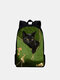 Женщины Оксфорд Пэчворк большой емкости Кот полосатый Шаблон Рюкзак с принтом - Зеленый