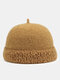 Unisex Wool Blended Solid Color Jacquard Vintage Warmth Brimless Beanie Landlord Cap Skull Cap - Camel