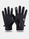Men Carbon Fiber Polar Fleece Touch Screen Windproof Waterproof Full Finger Cold Proof Silicone Anti-slip Winter Outdoor Gloves - Black