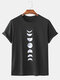 Mens 100% Cotton Moon Eclipse Printed Short Sleeve Graphic T-Shirt - Black