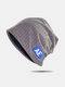 Unisex Solid Cotton Color Contrast Letter Patch All-match Breathable Brimless Beanie Hat - Khaki