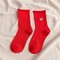 Curling Tube Socks Ladies Cartoon Embroidery Cat Stockings Cotton Solid Color Sports Socks - Red