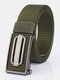 120CM Men Nylon Belt Automatic Buckle Quick Unlock Fashion Belt - Silver Buckle-Army Green