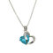 Love Crystal Silver Plated Chain Necklace - Sky Blue