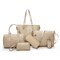 Women PU Leather Embossing  6PCS Handbag Shoulder Bag - Small rhombic gold