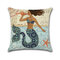 Cartoon Mermaid Printed Cotton Linen Square Cushion Cover House Sofa Car Decor Pillowcase - #1