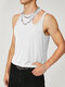 Mens Sexy Cutout Shoulder Sleeveless Vest - White