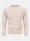 Mens Knit Plain Solid Color Crew Neck Basics Pullover Sweaters - Khaki