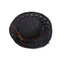 Woman Solid Color Large Edge Cap Travel Shade Straw Hat With Fine Needle Leather Rope  - Black