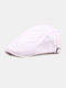 Unisex Polyester Cotton Mesh Patchwork Stripe Pattern Sunshade Breathable Beret Flat Cap - White