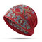 Women Embroidery Ethnic Cotton Beanie Hat Vintage Good Elastic Breathable Summer Turban Caps - Wine Red