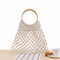 Fabrics Net Beach Bag Solid Handbag For Women - White