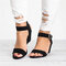 Women Casual Solid Color Peep Toe Buckle Wedges Sandals - Black