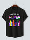 T-Shirt für Herren mit Buchstaben-Hand-Print, Rundhalsausschnitt, kurzärmelig - Schwarz