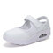 Cushioned Hook Loop Splicing Lightweight Platform Casual Shoes - White