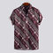 Mens Vintage Floral Printed Chest Pocket Turn Down Collar Short Sleeve Loose Shirts - Red