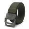 Men Vogue Belt Double Ring Buckle Nylon Canvas Belt Adjustable Long Weave Belt - Army Green