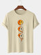 Uomo Drip Smile Face Print Crew Collo T-shirt casual a maniche corte invernali - Cachi