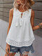Solid Color O-neck Knotted Sleeveless Casual Tank Top For Women - White