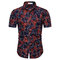 Men's Fashion Casual Geometric Pattern Print Slim Short-sleeved Shirt - Color